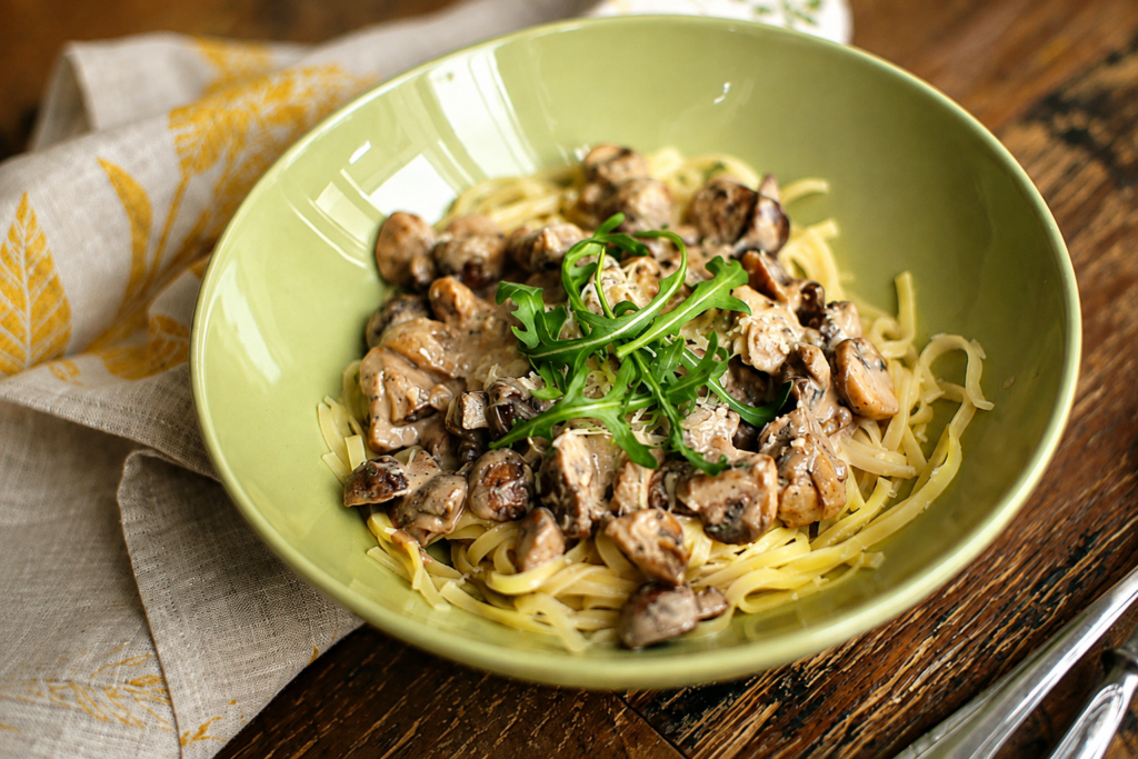 Fettuccine makaronai su grybais